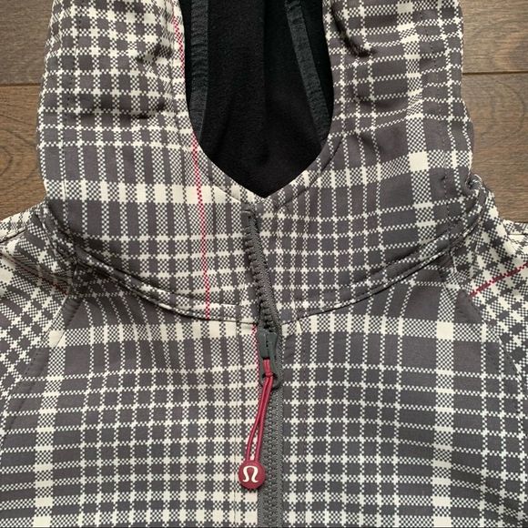 LULULEMON Apres Jacket Gray Multi Plaid Hooded Long Rain - Picture 12 of 12